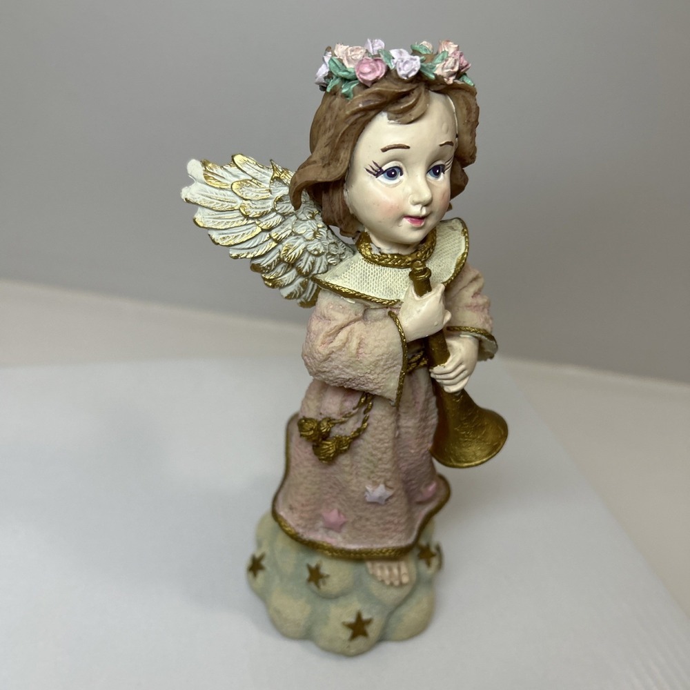 Jaimy Angel Girl Figurine Pink Dress‎ Trumpet Stars 7" SKU 1231 - Picture 3 of 9
